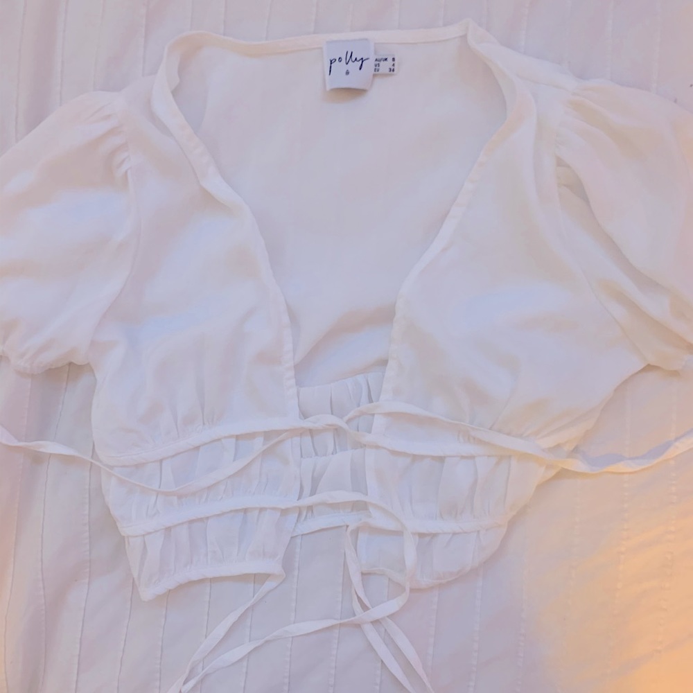 WHITE PRINCESS POLLY TIE TOP